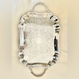 SILVER PLATED HOLIDAY SERVING TRAY - VINTAGE - VIKING PLATE CANADA